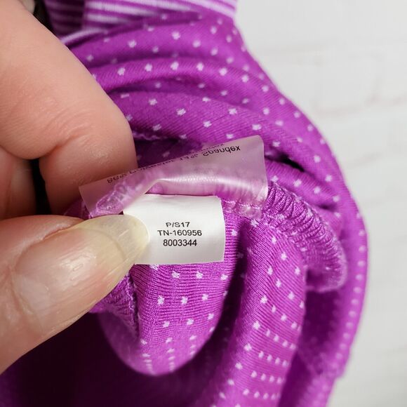 TITLE NINE Layli Cowl Neck Short Sleeve Dress Sz L Purple Striped Active Casual - Picture 9 of 12